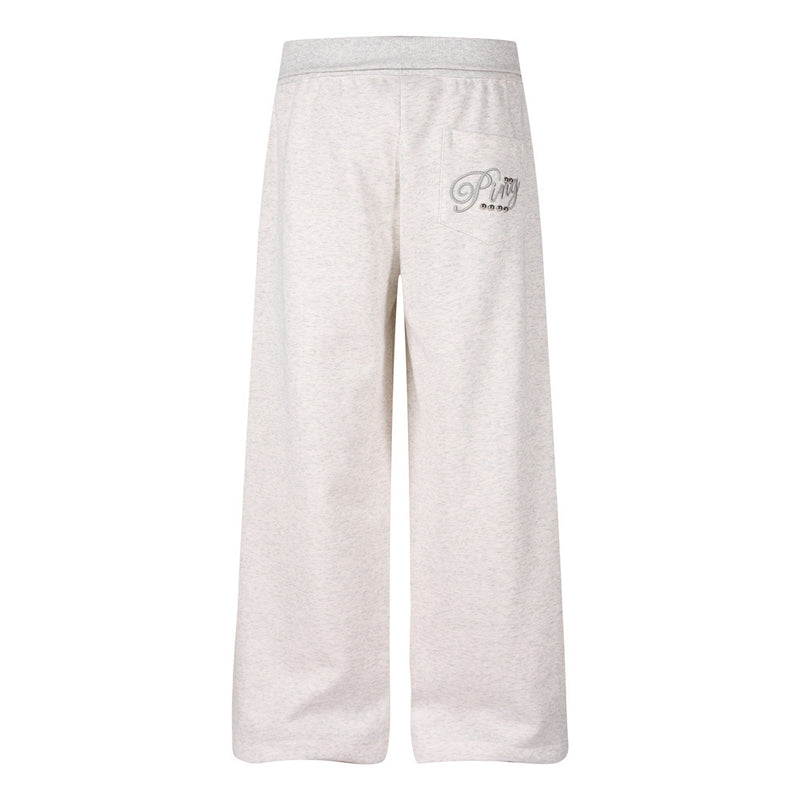 Pantalon de survêtement homme à jambes larges avec broderie 3D et clous argentés – Coupe décontractée