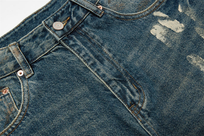Baggy Fit Jeans Men – Distressed Vintage Wash Wide Straight-Leg Denim