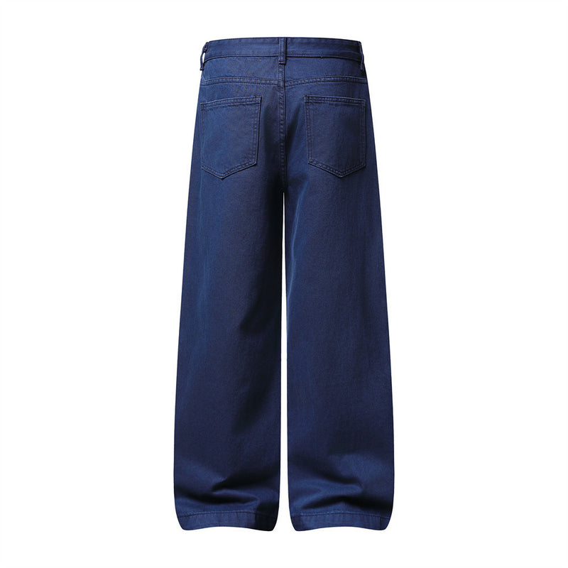 Wide-Leg Pleated Trousers – Men's High-Street Solid Color Straight-Cut Pants