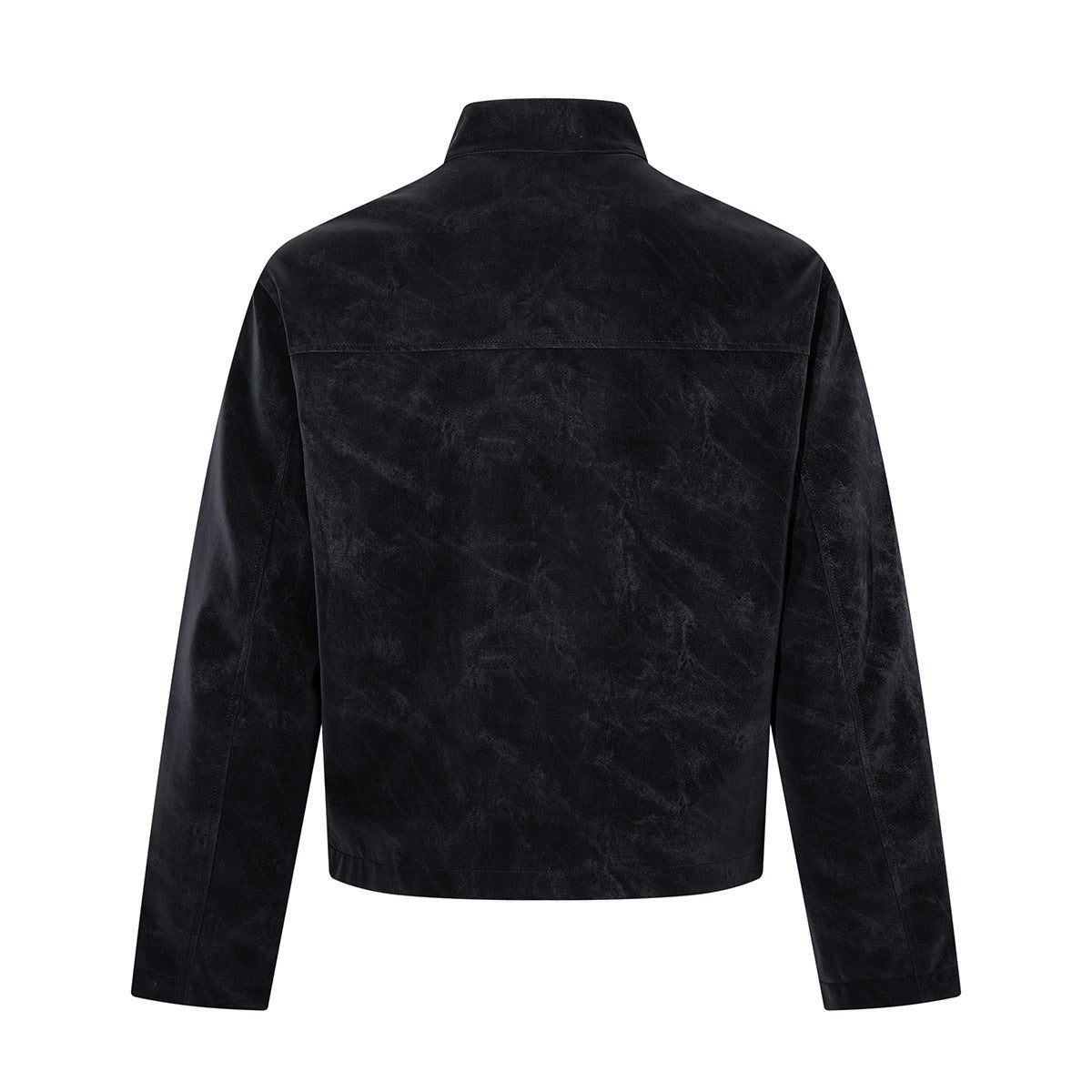 Double-Breasted Stand Collar Jacket – Vintage Washed Black