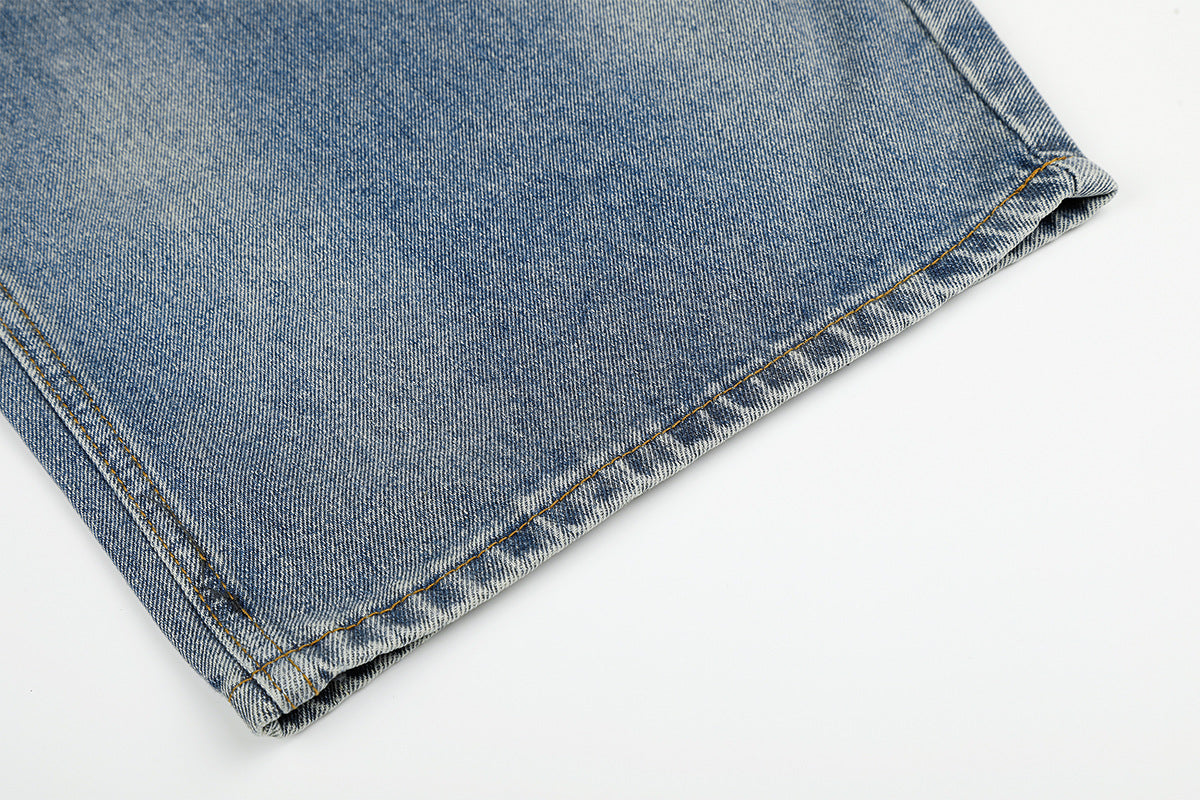 Jean baggy taille haute – Denim barrel à jambes larges avec étoiles en strass