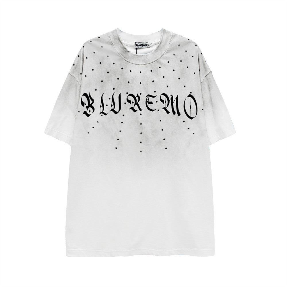 Gothic Logo Distressed Oversized T-Shirt – Washed Streetwear Tee