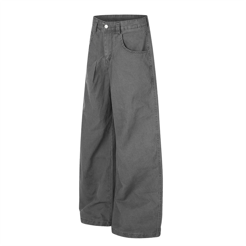 Wide-Leg Men's Pants with Star Embroidery & Cross Back Graphic – Relaxed