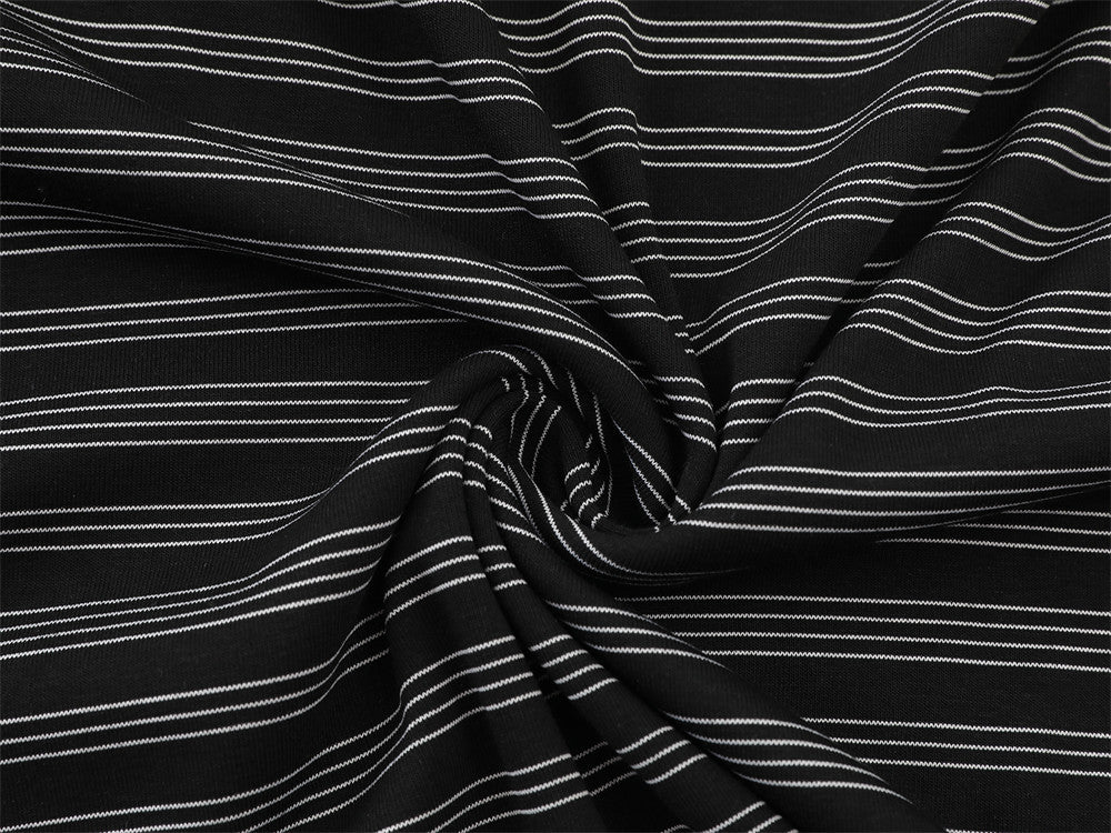T-shirt homme manches longues noir et blanc à rayures color block, col rond oversize