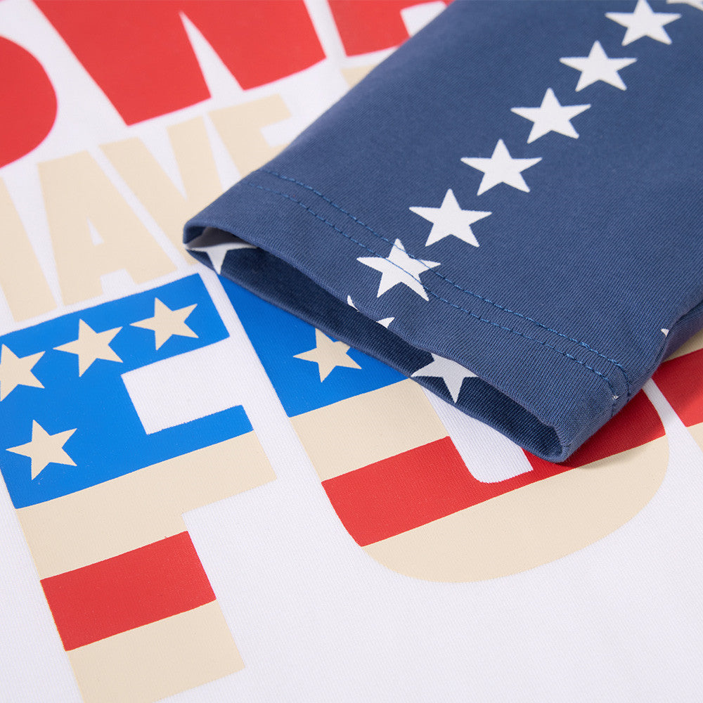 Men's Long Sleeve Graphic Tee – Stars Raglan Colorblock with American Flag