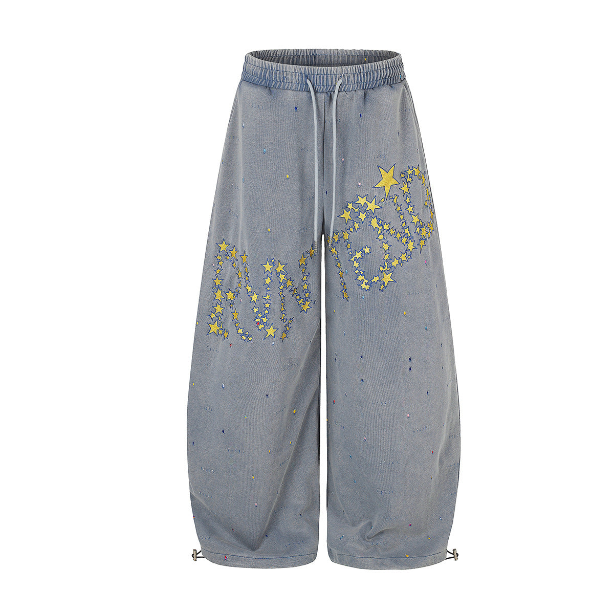 Pantalon de survêtement baggy à jambes larges, imprimé constellation d’étoiles, délavé