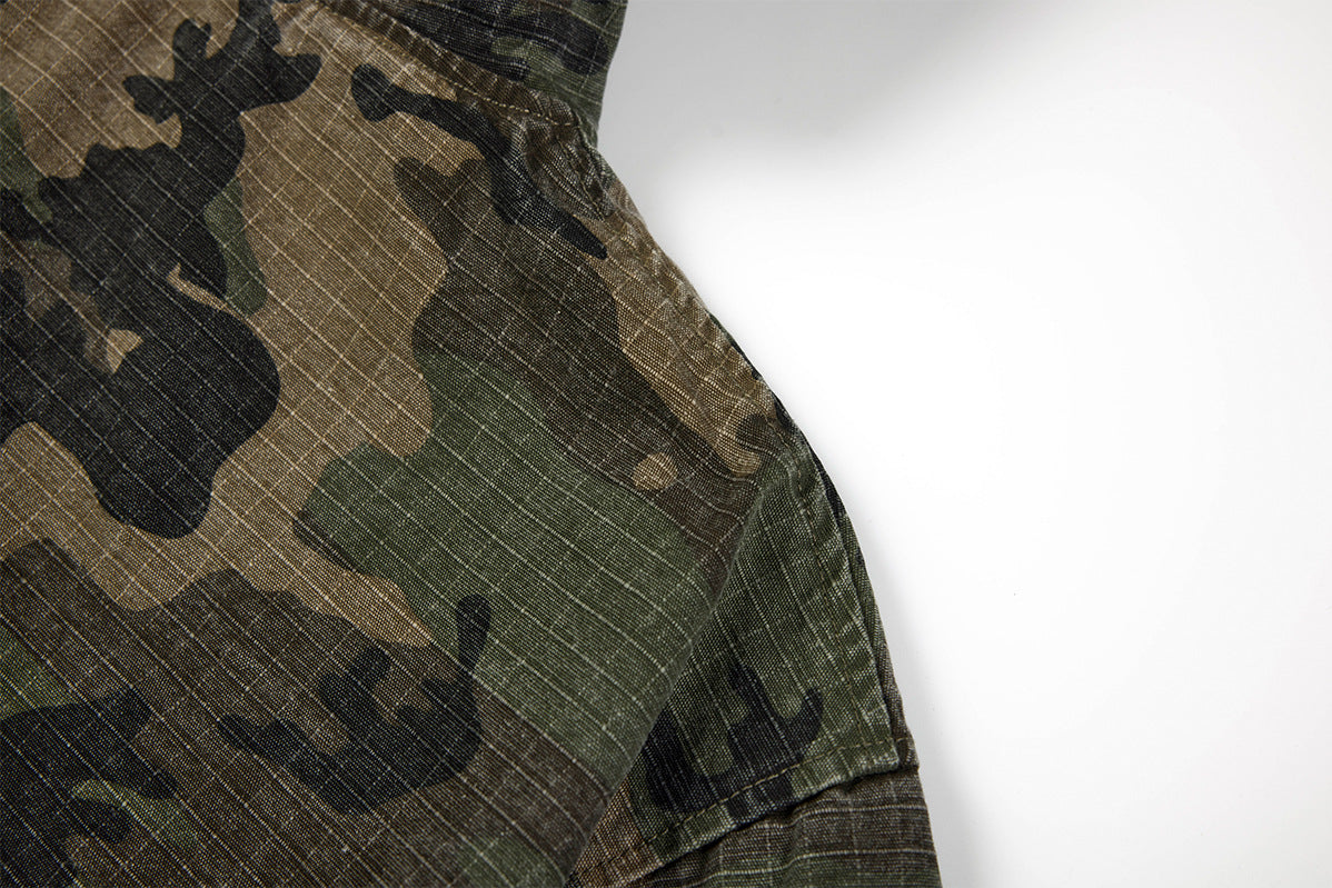 Camo NY Zip-Up Hoodie Jacket with Chenille Patch Letters