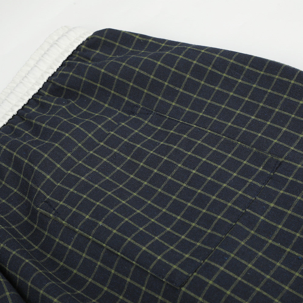 Plaid Wide-Leg Pants – Contrast Elastic Waistband, Relaxed Fit