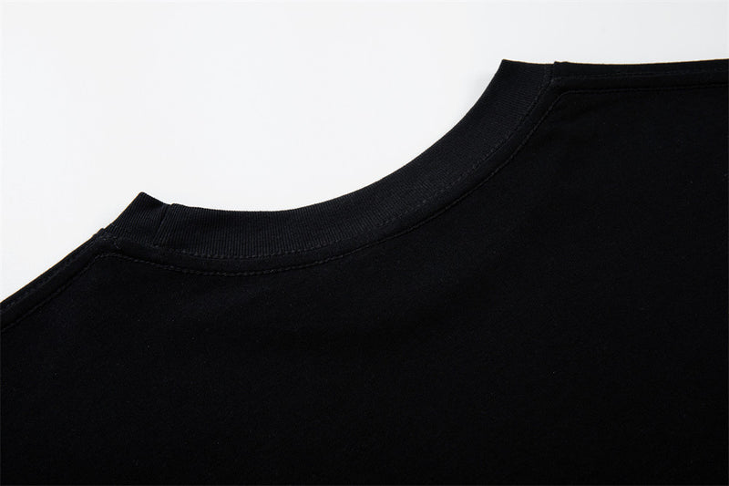 Long Sleeve T-Shirt Men Black Camo Layered Graphic Rock Print Oversized Tee