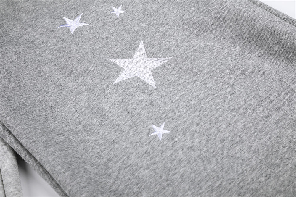 Star Embroidery Colorblock Wide-Leg Sweatpants – Oversized Baggy Street Style