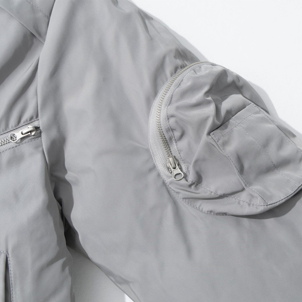 Men's Oversized Padded Bomber Jacket with Ruched Sleeves & Multi-Zip Detail