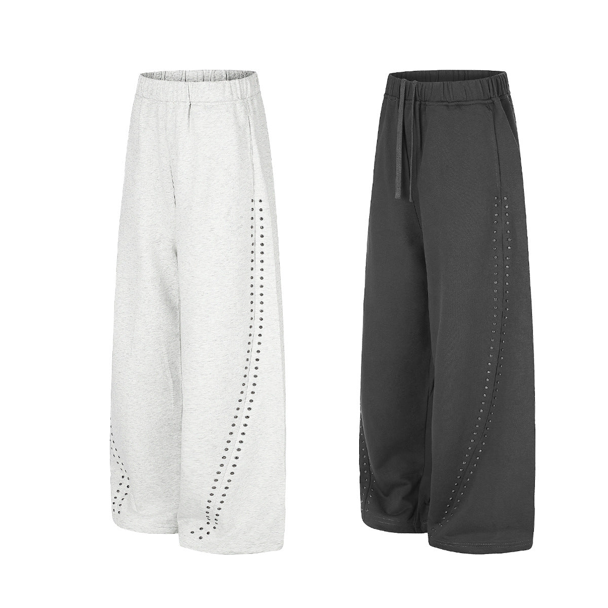 Jogging à jambes larges avec clous – Coupe ample et croix ornée de strass