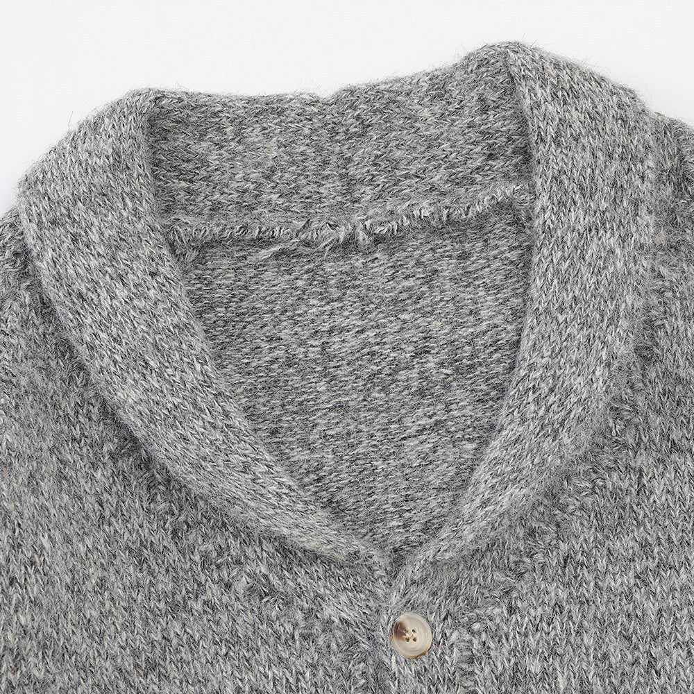 Shawl Collar Knit Cardigan Sweater – Relaxed Fit Button-Up