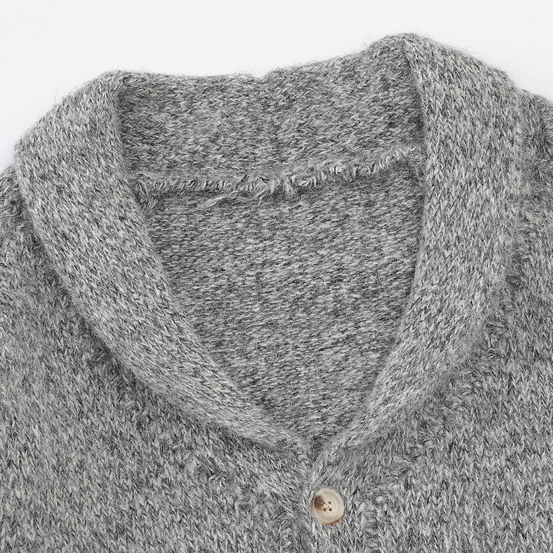 Shawl Collar Knit Cardigan Sweater – Relaxed Fit Button-Up