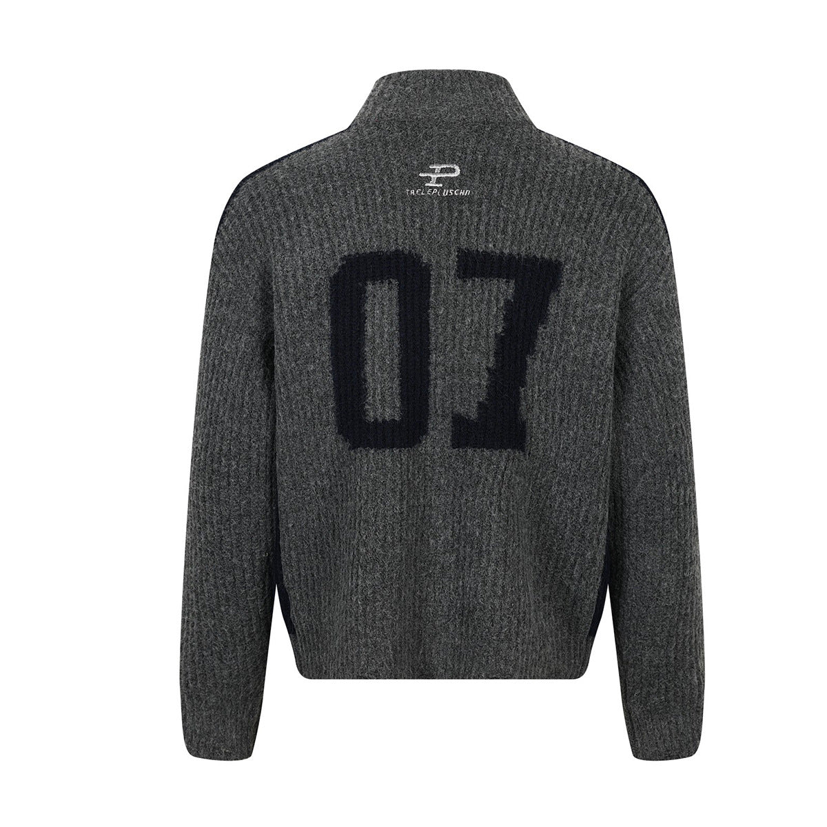 Strick-Cardigan mit Racing-Patches, Reißverschluss und Stehkragen