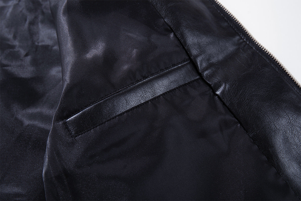 Men's Black Faux Leather Moto Jacket – Relaxed Fit Biker Style