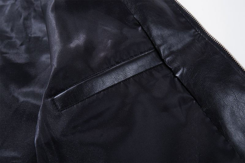 Men's Black Faux Leather Moto Jacket – Relaxed Fit Biker Style