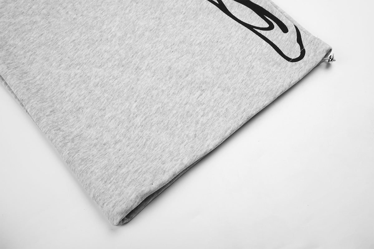 Streetwear-Jogginghose mit weitem Bein, Grafikprint & Seitenstreifen