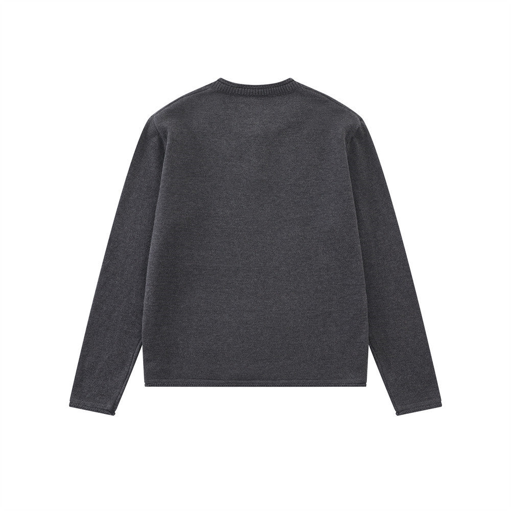 Men's Henley Neck Long-Sleeve Knit Sweater – Relaxed Streetwear Fit