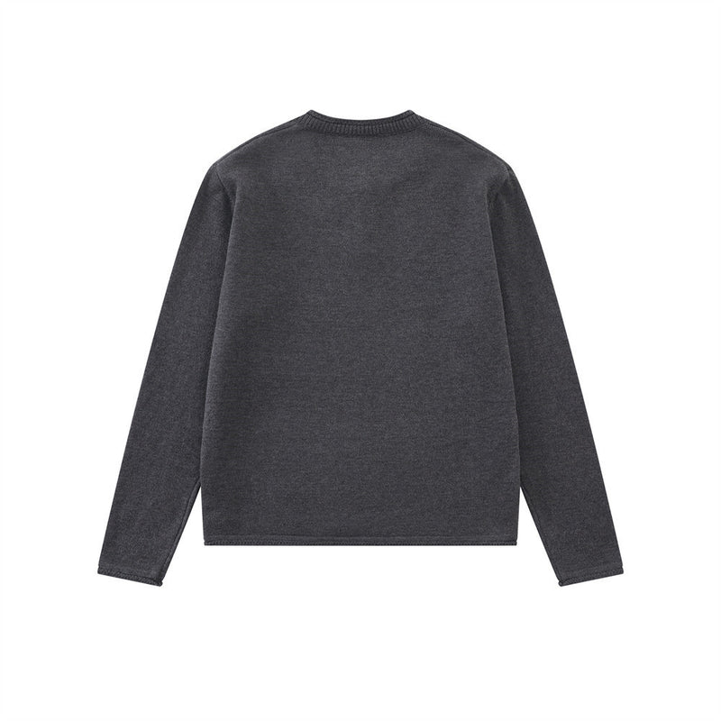 Men's Henley Neck Long-Sleeve Knit Sweater – Relaxed Streetwear Fit