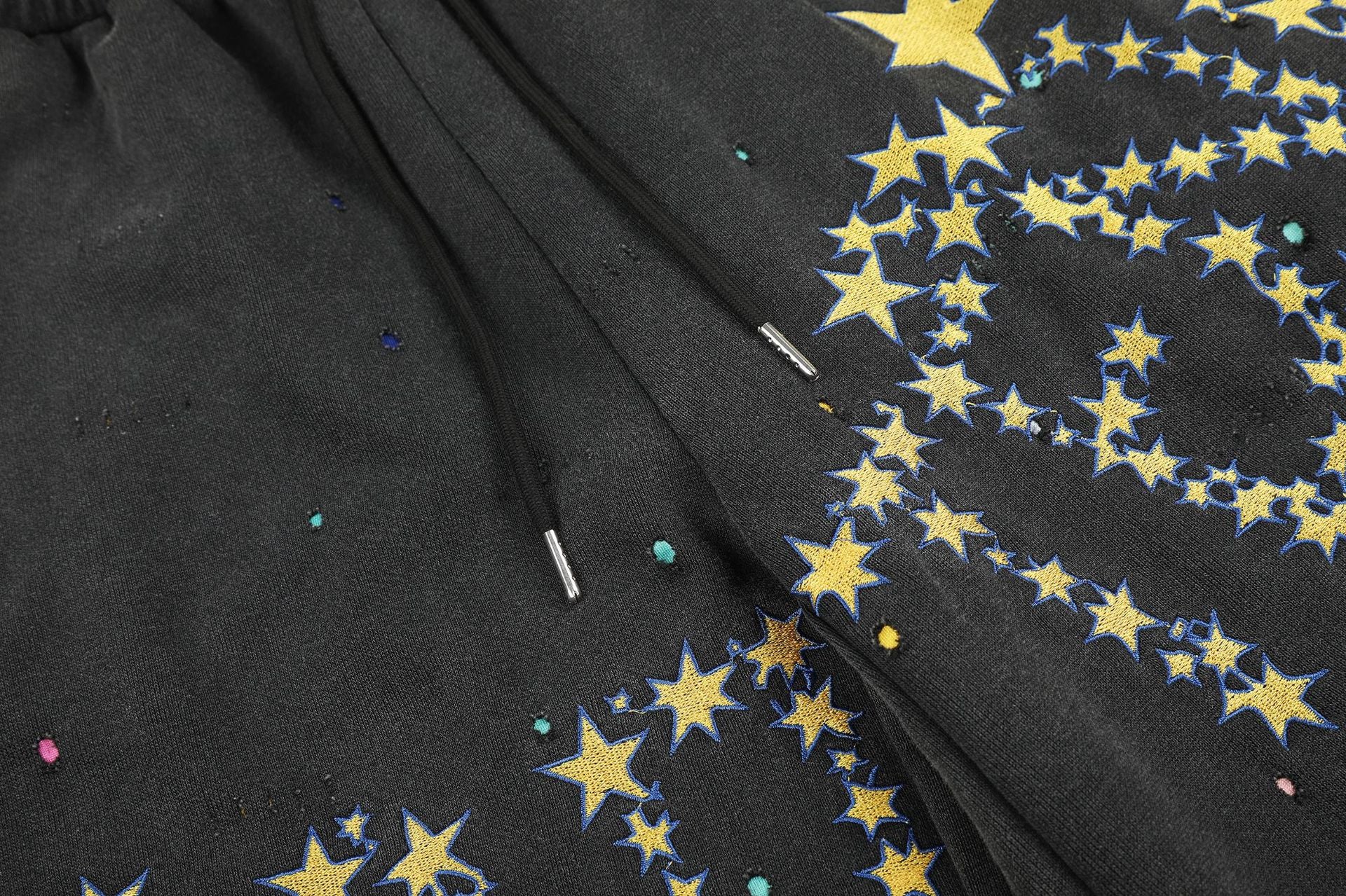 Pantalon de survêtement baggy à jambes larges, imprimé constellation d’étoiles, délavé