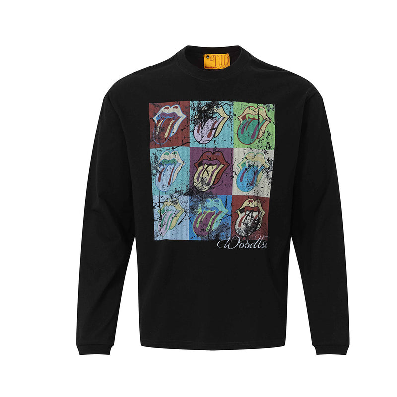 T-shirt manches longues graphique avec imprimé rétro pop art de langue