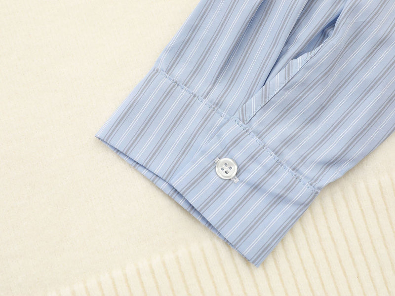 Campus-Style Knit Sweater Vest Layered Shirt with Badge Patch and Striped Tie