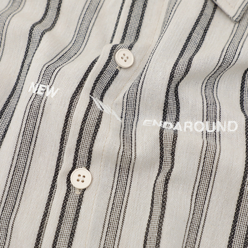 Vertical Stripe Short Sleeve Shirt – Oversized Relaxed Fit