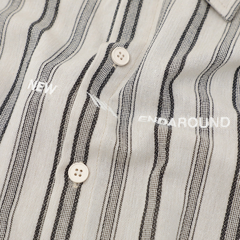 Vertical Stripe Short Sleeve Shirt – Oversized Relaxed Fit
