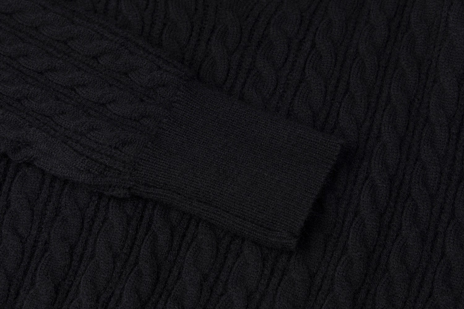 Cable Knit Polo Collar V-Neck Cropped Sweater