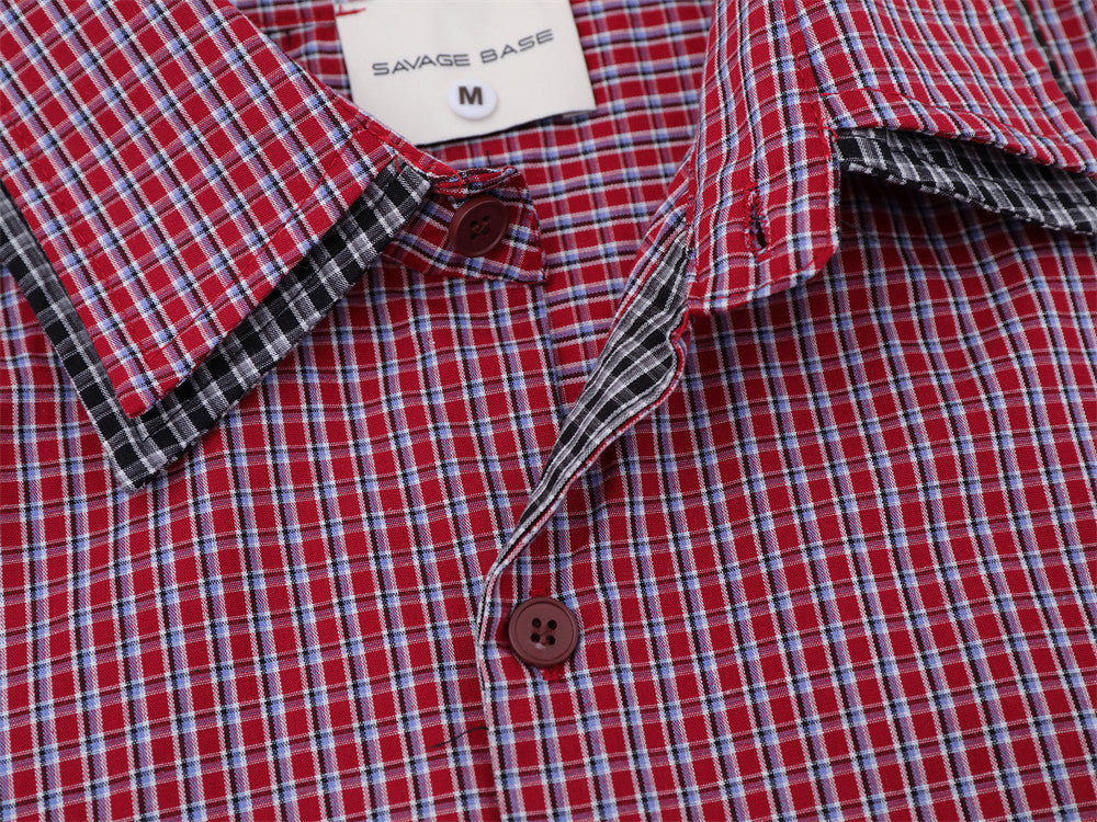 Men's Plaid Long Sleeve Oversized Button-Down Shirt with Drawstring Hem