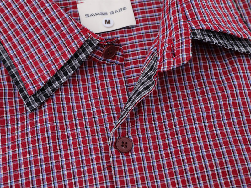 Men's Plaid Long Sleeve Oversized Button-Down Shirt with Drawstring Hem