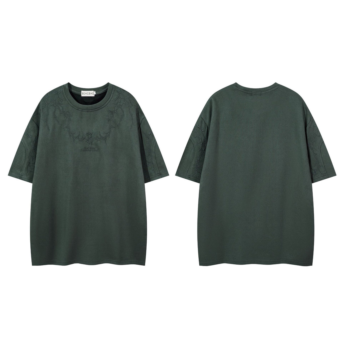 Oversized Gothic-T-Shirt mit Dornenstickerei – Kurzarmshirt im American-Streetwear-Stil