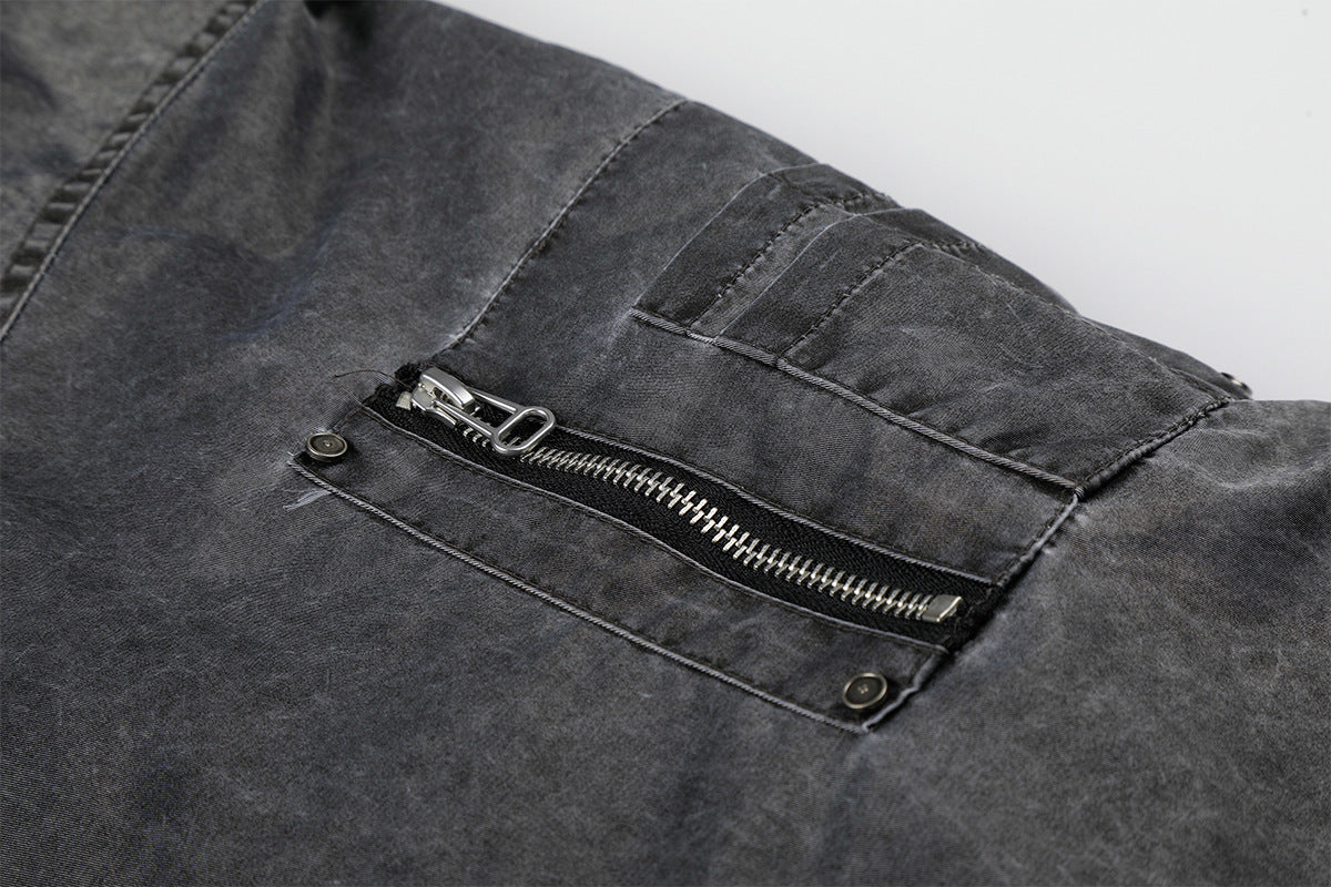 Oversized Padded Bomber Jacket – Faux Two-Piece Hooded Cotton Outerwear