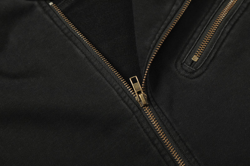 Jacke im Moto-Stil – Verwaschenes Distressed-Schwarz mit goldfarbenen Details