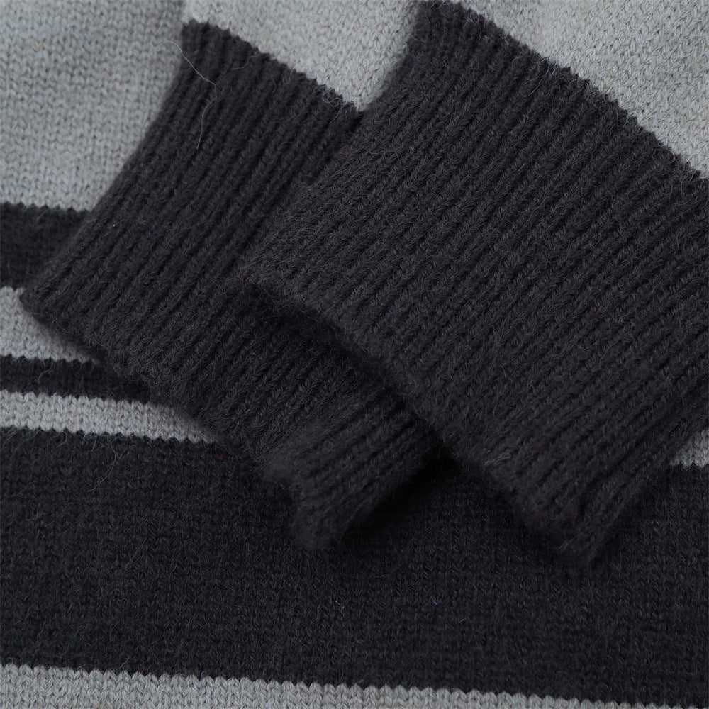 Gestreifter Jacquard-Strickpullover – Gather 16 SavageBase-Print, Relaxed Rundhalsausschnitt