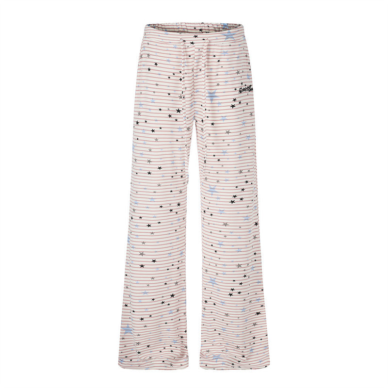 Star & Stripe Wide-Leg Lounge Pants – Flared Casual Trousers
