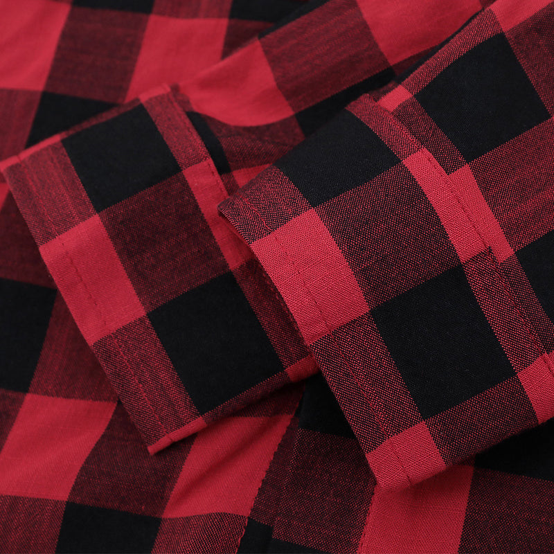 Men's Plaid Long-Sleeve Shirt – Oversized Fit with Graphic Sleeve Print