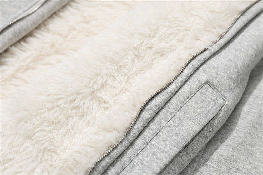 Men's Double-Breasted Stand-Collar Fleece-Lined Jacket