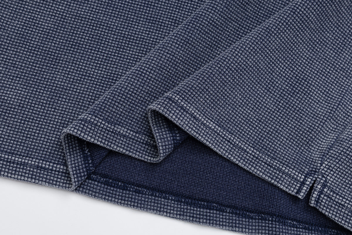Polo manches longues – T-shirt graphique de créateur en maille gaufrée délavée