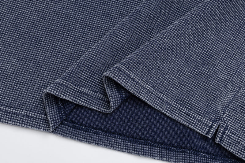 Polo manches longues – T-shirt graphique de créateur en maille gaufrée délavée