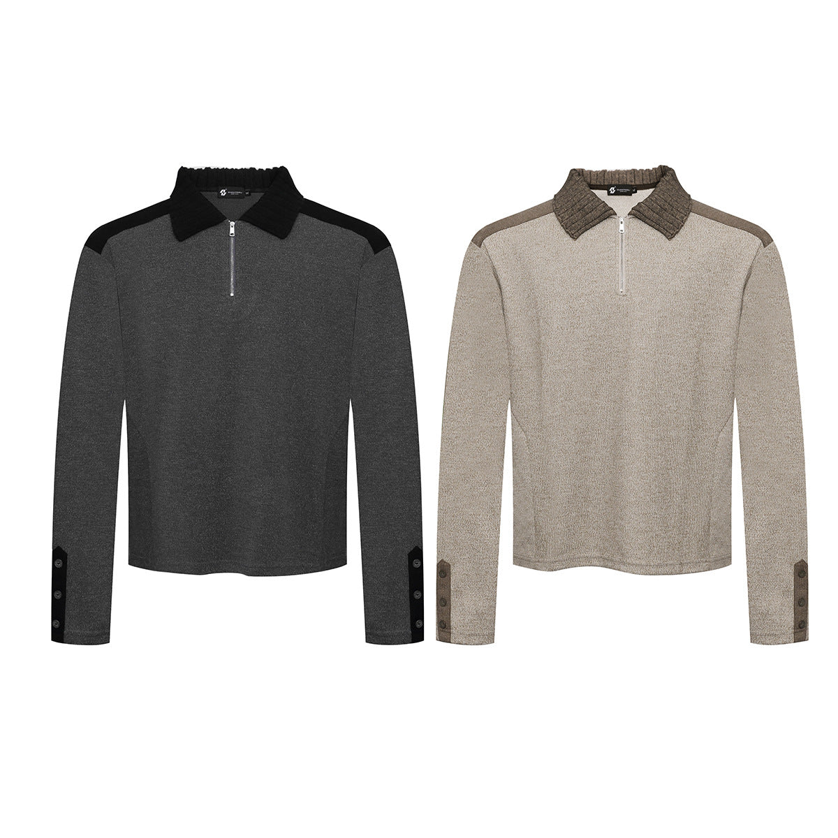 Half-Zip Polo Collar Knit Sweater – Colorblock Long Sleeve Pullover