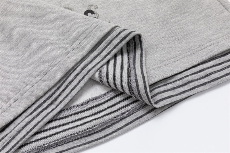 Oversized Faux Two-Piece Polo Sweatshirt with Striped Sleeves and Letter Graphic