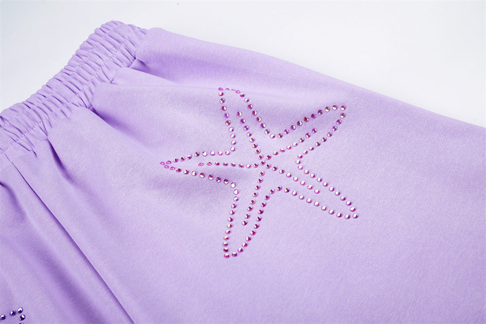 Wide-Leg Sweatpants with Rhinestone Letter Graphic – Oversized Fit