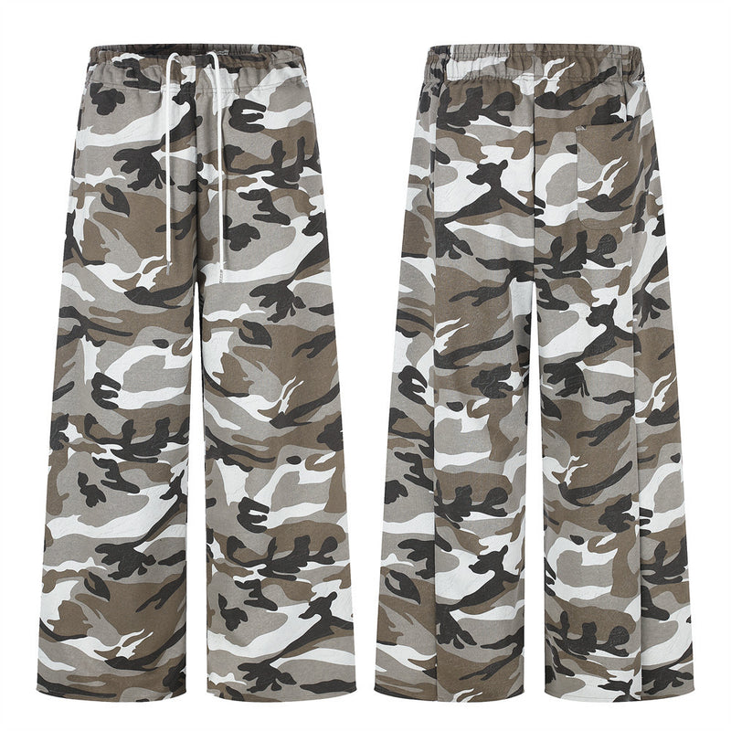 Camo Wide-Leg Sweatpants – Men's Relaxed Fit Drawstring Jogger Pants