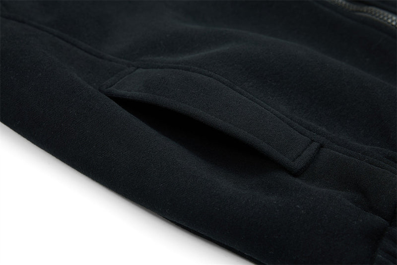 Men's Mock Neck Full-Zip Track Jacket with Crest Patch – Streetwear Fleece