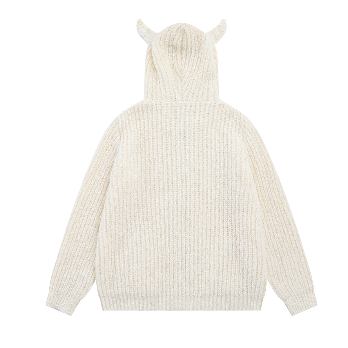 Sweater Zip Up Hoodie Bear Ear Knit Cardigan with Front Pockets