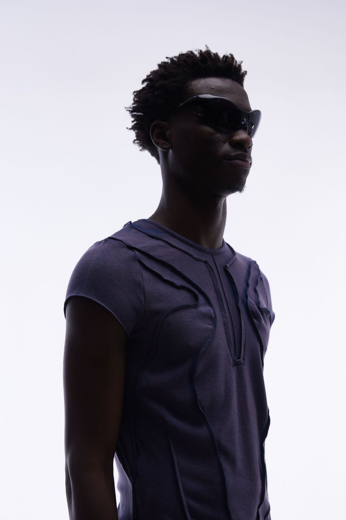 T-shirt manches courtes déconstruit à coutures 3D en relief – Streetwear délavé coupe ajustée