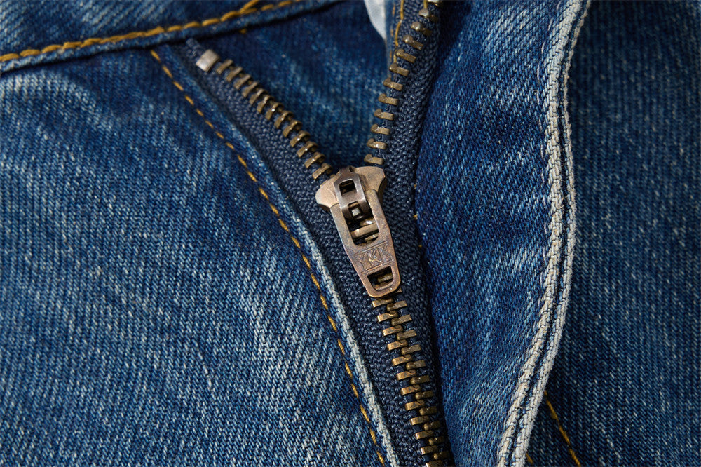Vaqueros azules para hombre – Pantalón vaquero recto vintage lavado, de pierna ancha y corte baggy