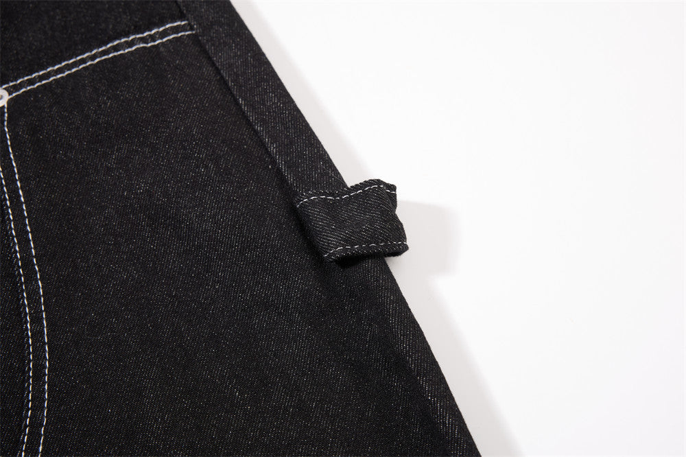 Herren-Cargojeans mit weitem Bein, Klappverschluss und Kontrastnähten